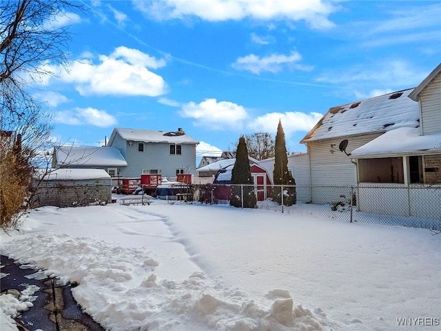 view of yard covered in snow