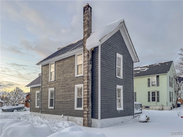 view of snow covered exterior