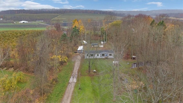 drone / aerial view with a rural view