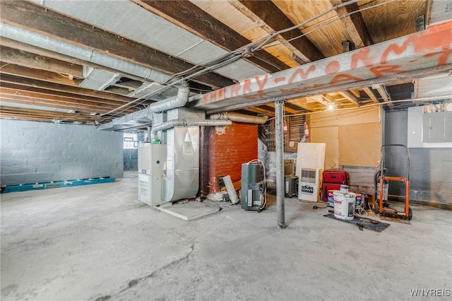 basement with heating unit