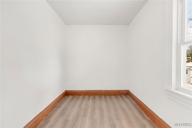 empty room featuring a healthy amount of sunlight and light hardwood / wood-style floors