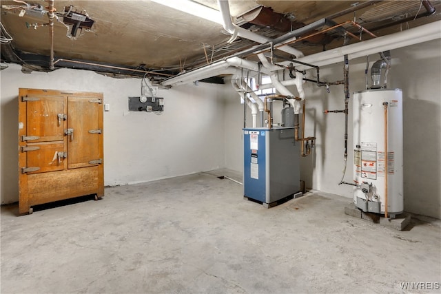 basement with gas water heater