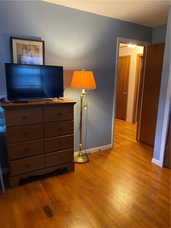 bedroom with light hardwood / wood-style flooring