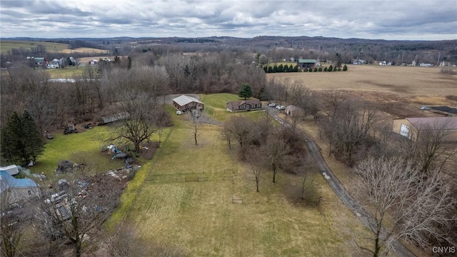 drone / aerial view with a rural view