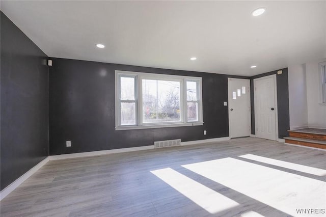 interior space with light hardwood / wood-style flooring