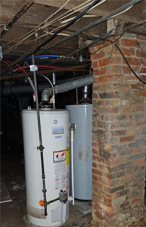 utility room with water heater