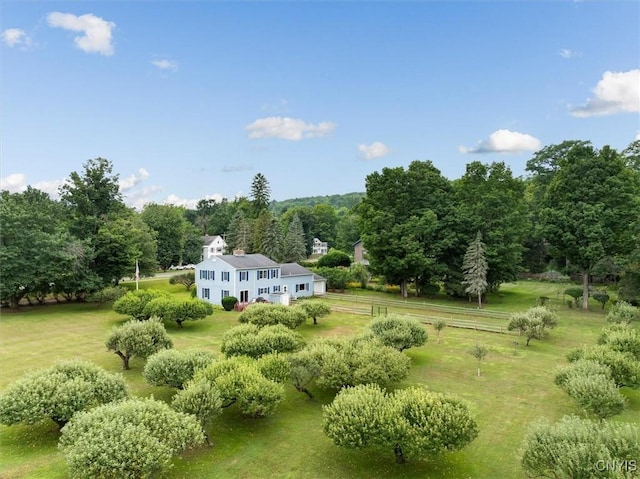 aerial view with a rural view