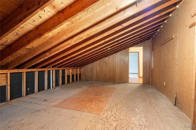 view of unfinished attic