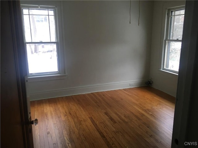 unfurnished room with wood-type flooring