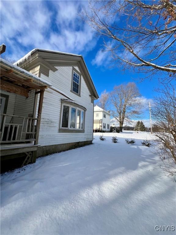 view of snow covered exterior