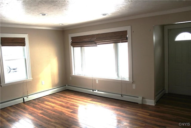 entrance foyer with a wealth of natural light and dark hardwood / wood-style floors