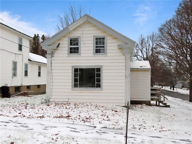 view of snow covered exterior