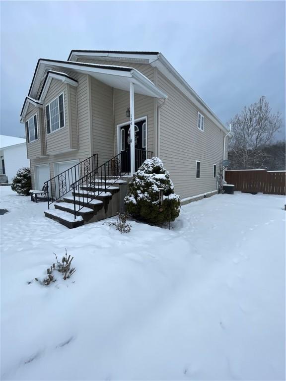 exterior space featuring a garage