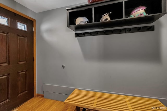 mudroom featuring light hardwood / wood-style flooring