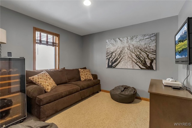 living room featuring carpet floors