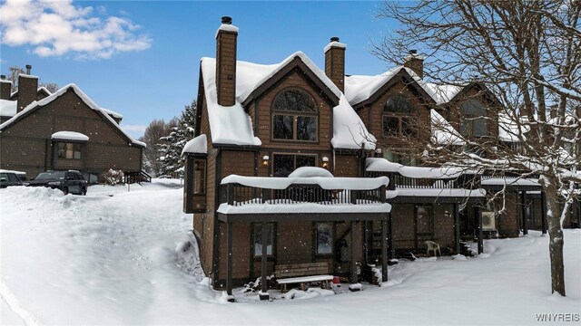 view of snow covered property