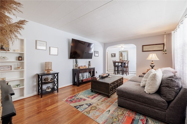 living room with wood-type flooring