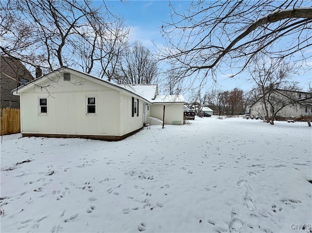 view of snow covered exterior