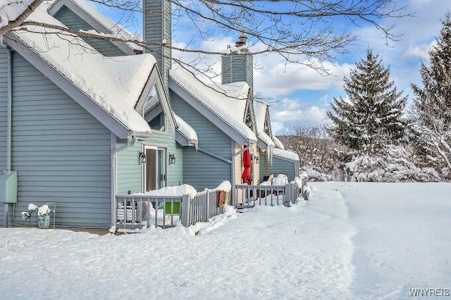 view of snow covered exterior