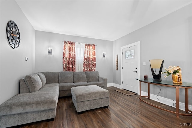 living room featuring dark hardwood / wood-style flooring