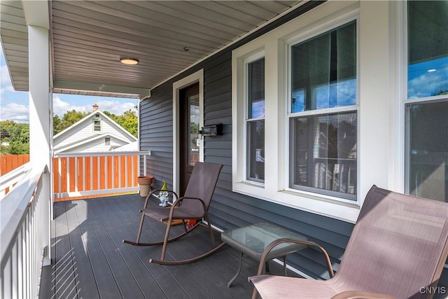 deck with covered porch