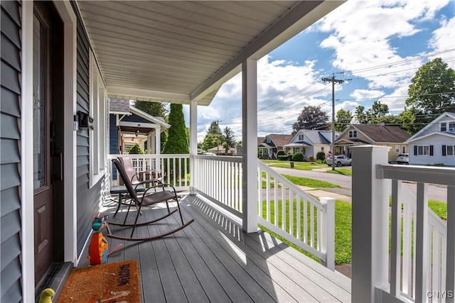 deck featuring a porch