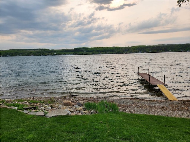 view of dock featuring a water view