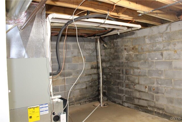unfinished below grade area with heating unit