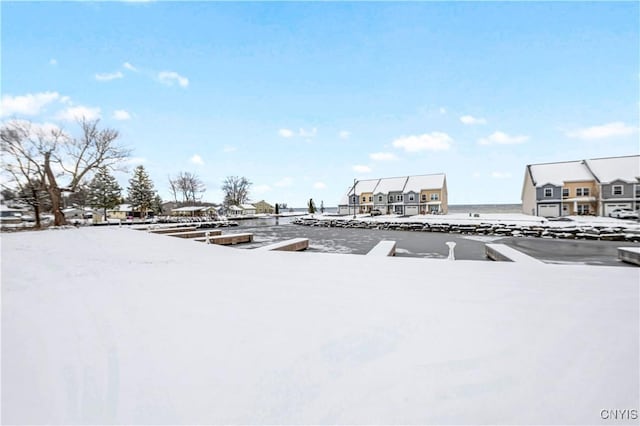 view of yard covered in snow