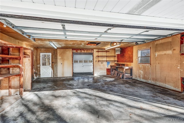 garage with wooden walls