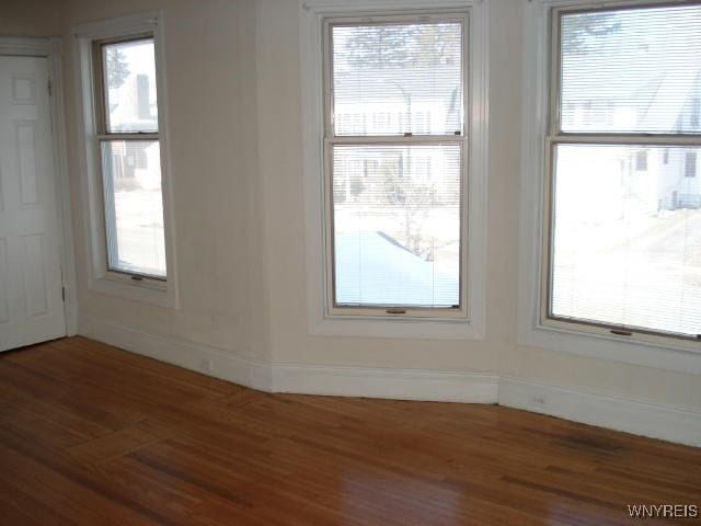 empty room featuring dark hardwood / wood-style flooring