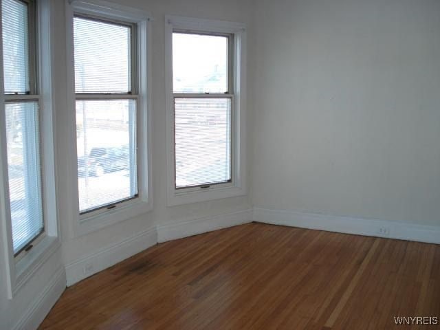 unfurnished room featuring a wealth of natural light and dark hardwood / wood-style flooring