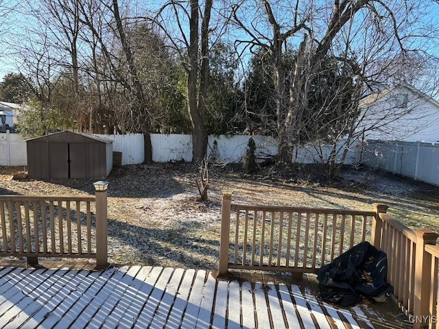 wooden terrace with a storage unit