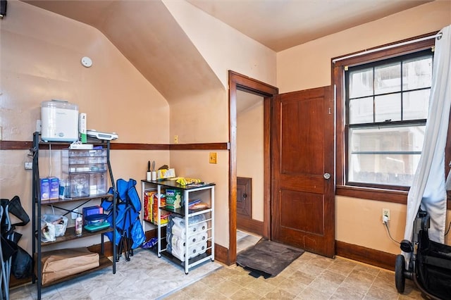 interior space with vaulted ceiling