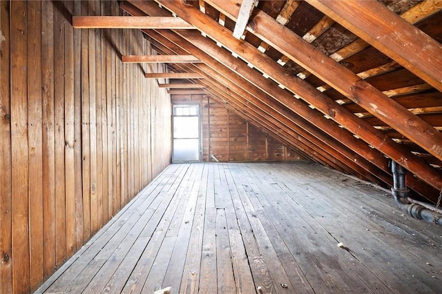 view of unfinished attic