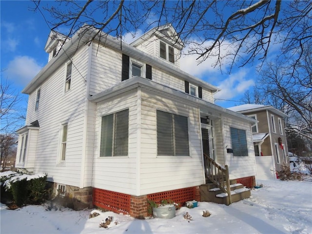 view of snowy exterior