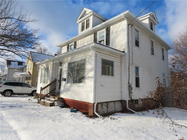 view of snowy exterior