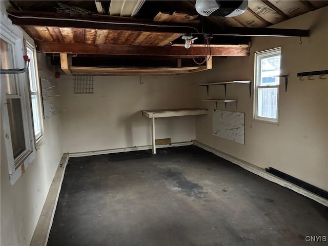 basement with wooden ceiling