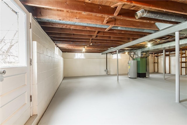 basement with water heater