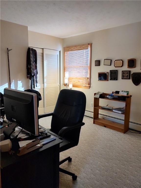 view of carpeted office space