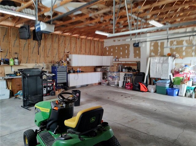 garage with a garage door opener