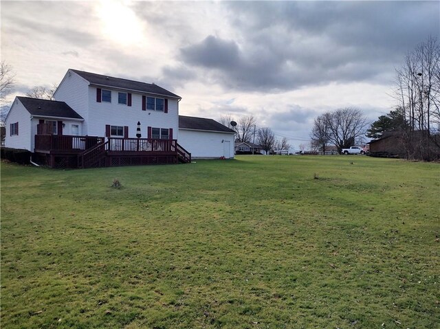 view of yard featuring a wooden deck