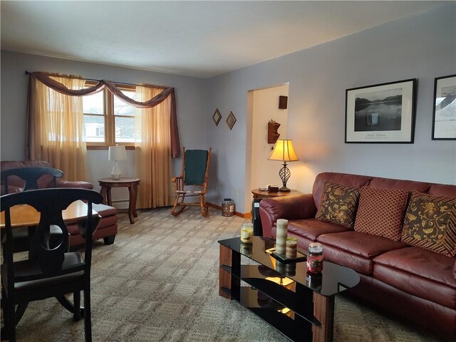 living room featuring carpet floors