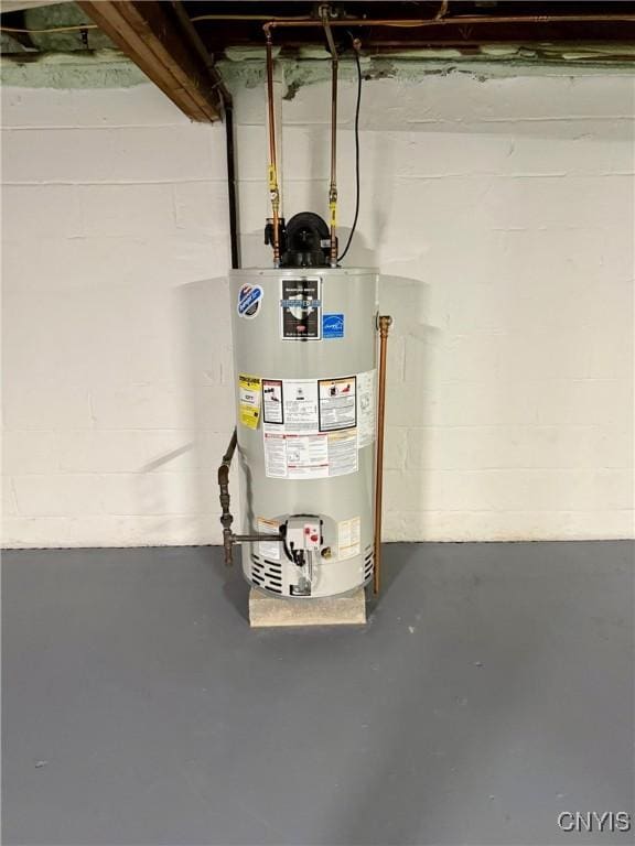 utility room with gas water heater