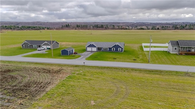 drone / aerial view with a rural view