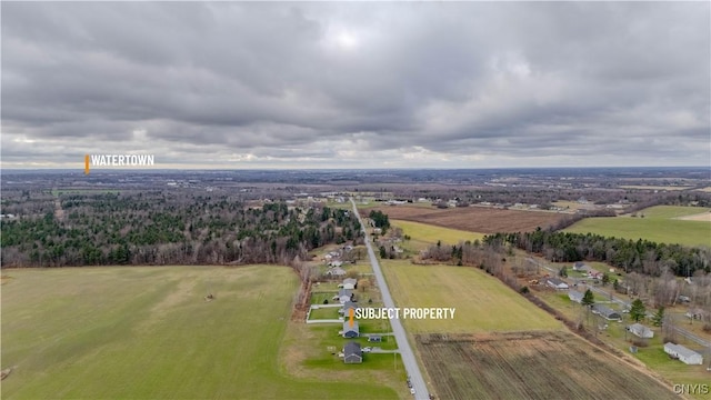 aerial view featuring a rural view