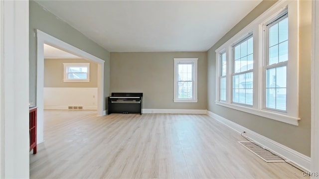 unfurnished living room featuring light hardwood / wood-style floors