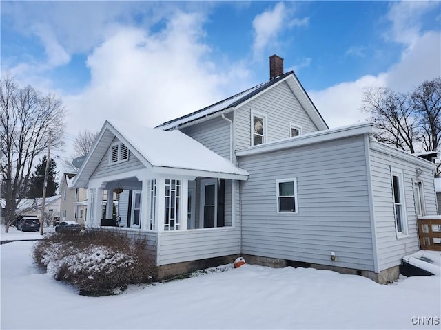 view of snowy exterior