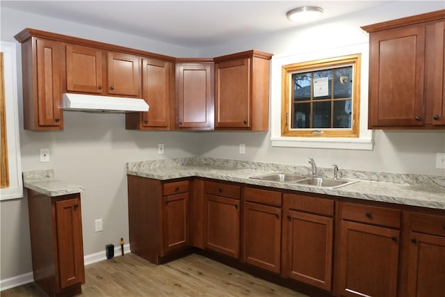 kitchen featuring sink and light hardwood / wood-style flooring