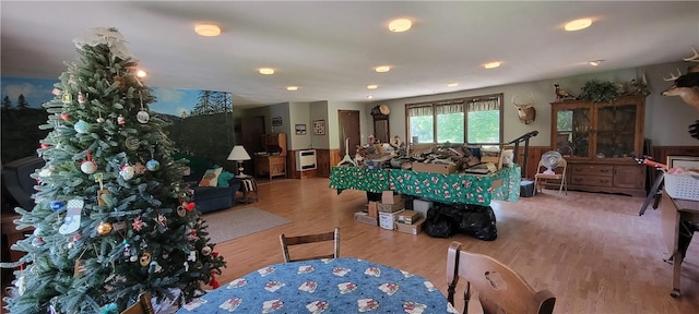 living room with light wood-type flooring